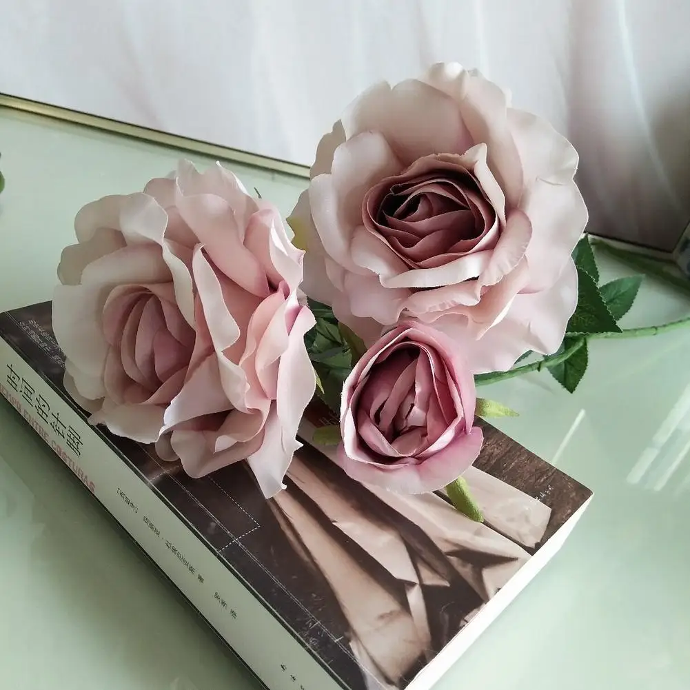 

Six Petals Artificial Flowers Pure Colors Proms Weddings 3 Heads Fencing