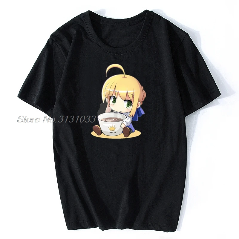 

Футболка мужская хлопковая с принтом саблевого кофе, модная тенниска с надписью Fate Stay Night, уличная одежда в стиле Харадзюку С аниме, лето