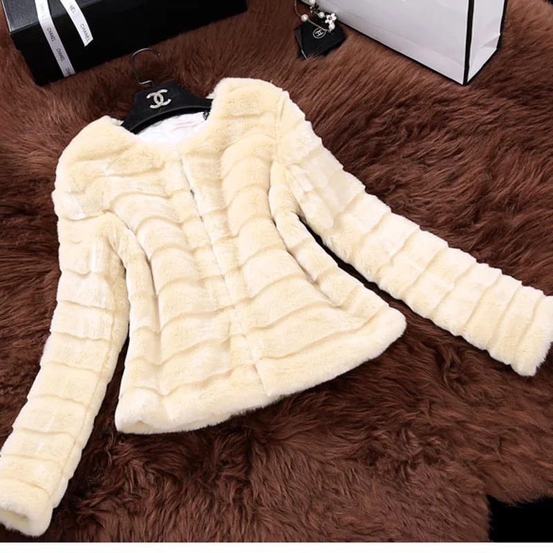 Autumn Fashion Women Faux Fur Jacket Elegant Faux Rabbit Fur Coats Korean Short Slim Outerwear Fur Gilet Fourrure Abrigo De Pelo