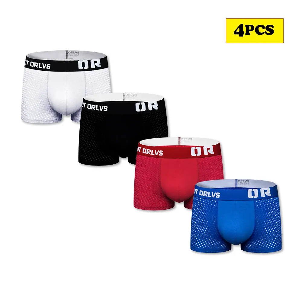 4 шт. сексуальное мужское нижнее белье сетчатые дышащие боксеры мужские