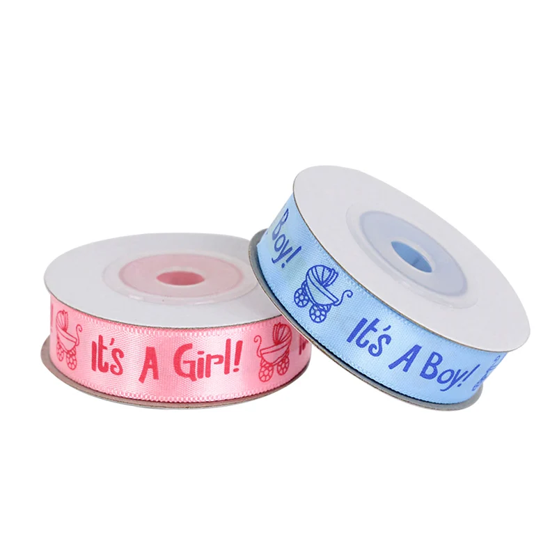 

10Yard/Roll It Is A Boy Girl Printed Ribbon Birthday Party Gender Reveal Satin Ribbon DIY Gift Packaging Decor Ribbons