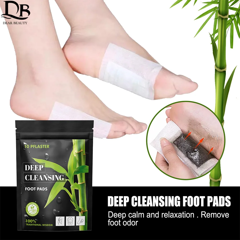 

10Pcs Detox Foot Patch Pads Body Toxins Cleansing Herbal Adhesive Natural Bamboo Vinegar Ginger Feet Stress Relief Deep Sleep