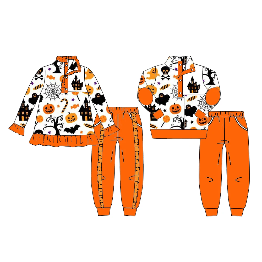 

Новый стиль, Хэллоуин, комплект для брата и сестры, пижамный комплект, выходной комплект, пальто, комплект из серии комбинезонов, молочная шелковая ткань