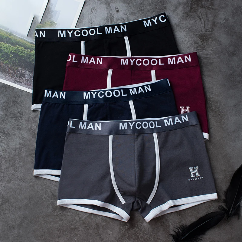 Boxer Men Underpants Brand Cotton Youth Sports Underwear Man Personality Men's Panties Stripes Mens Boxers For Intimate Sexy