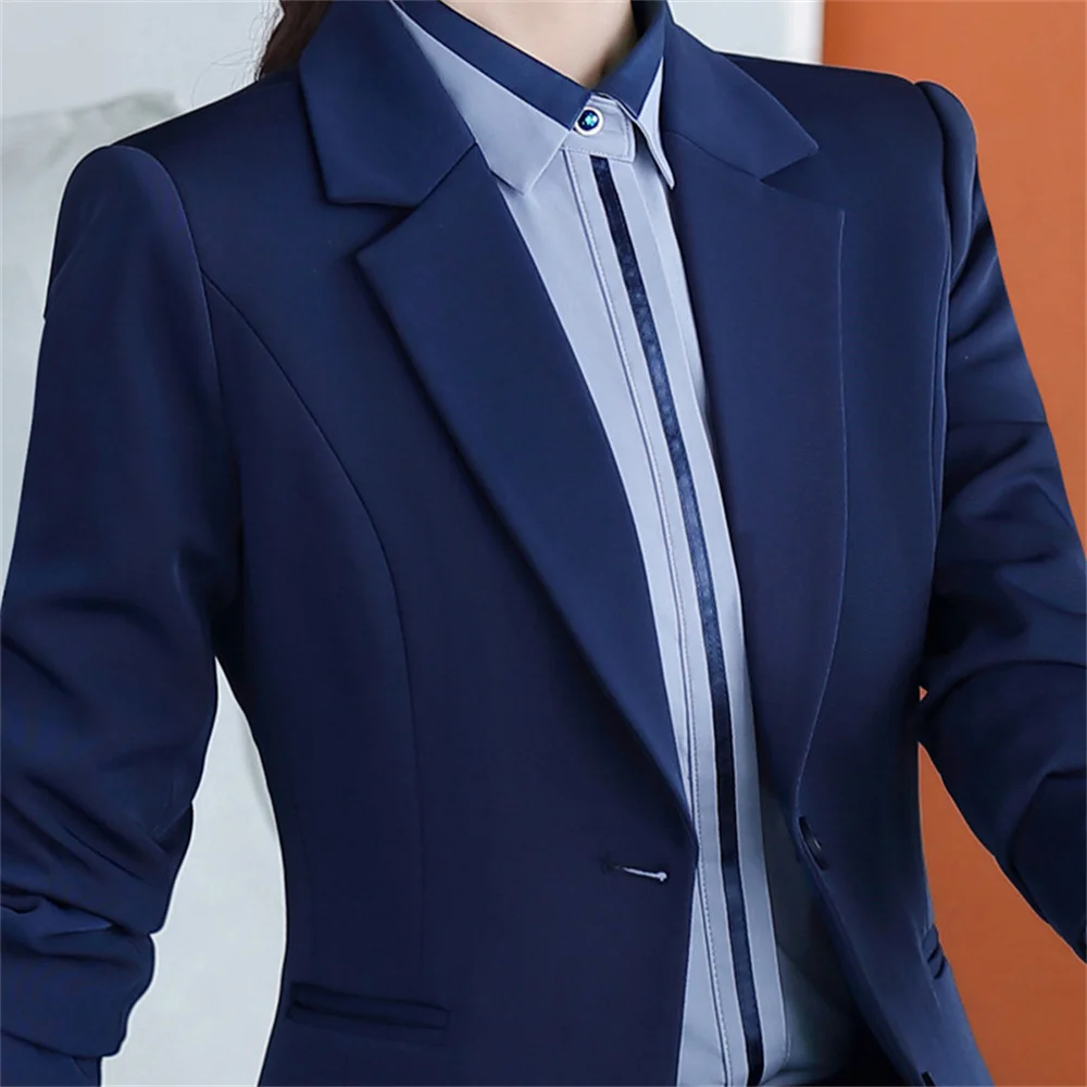 Elegant Women's Suit 2023 New Long Sleeve Slim Blazer and Trousers 2 Pieces Set Office Lady Formal Business Work Pant Sets