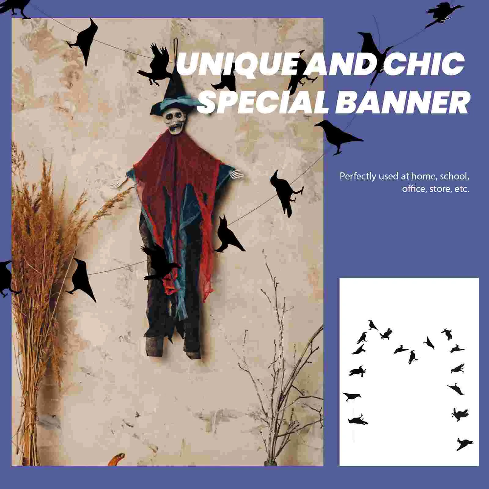 Черные гирлянды Хэллоуин Бумажный баннер Креативные уникальные баннеры на тему
