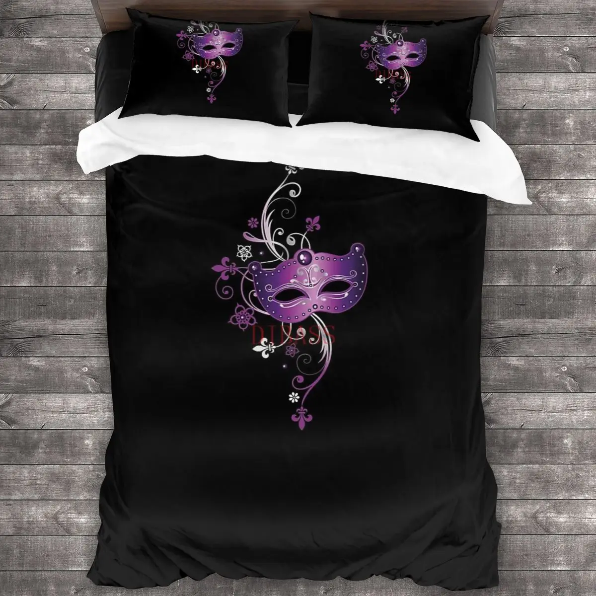 

Mardi Gras. Mask With Fleur De Lis. Soft Microfiber Comforter Set with 2 Pillowcase Quilt Cover With Zipper Closure