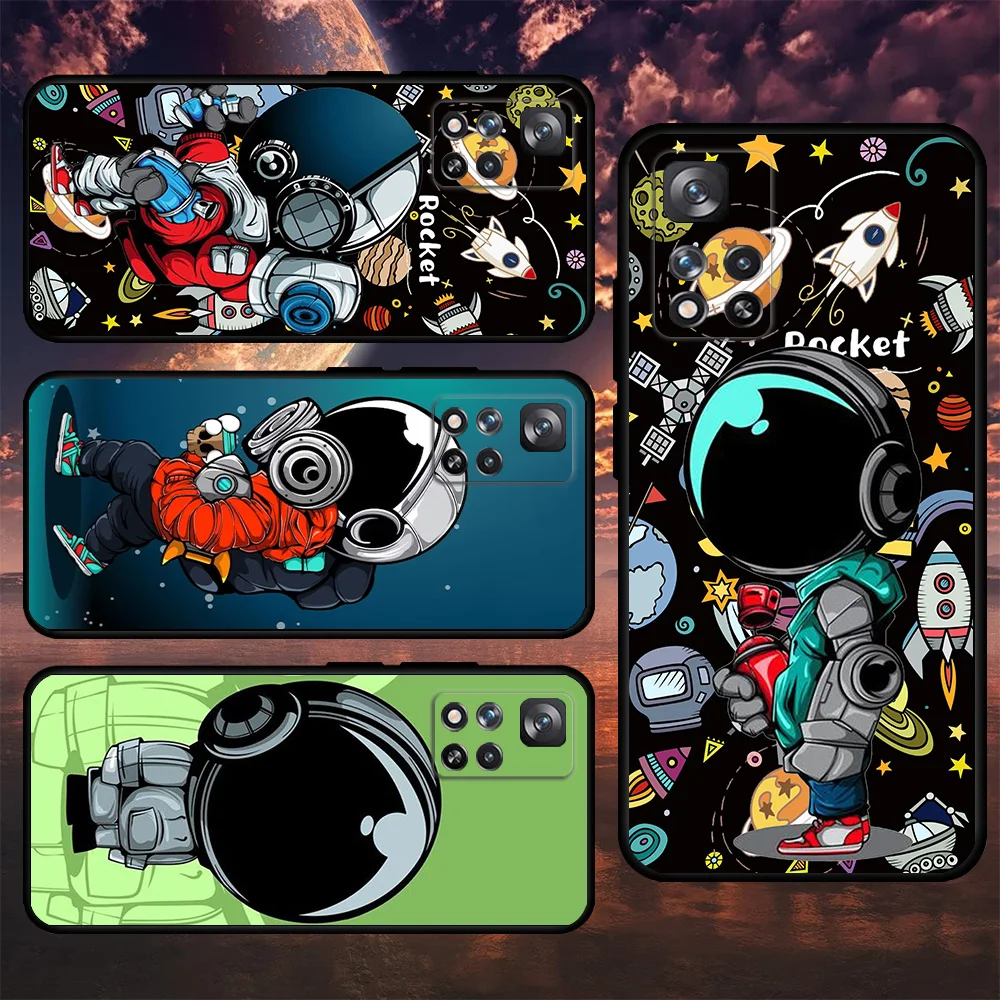 

Soft Protective Bumper Case For Xiaomi Redmi Note 11 10 12 Pro 9S 9 10S 8 7 8T K40 9A 9C 9T Phone Cover Cartoon Astronaut