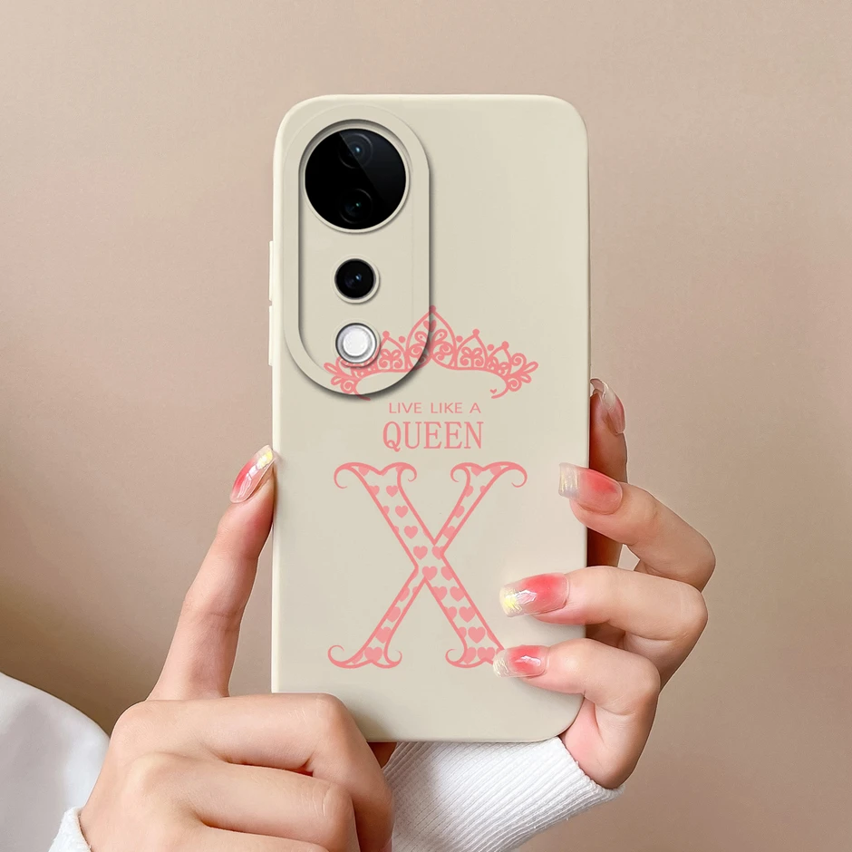 ДЛЯ Vivo V40 Pro SE Lite 5G Роскошная корона с буквами силиконовая мягкая защитная задняя