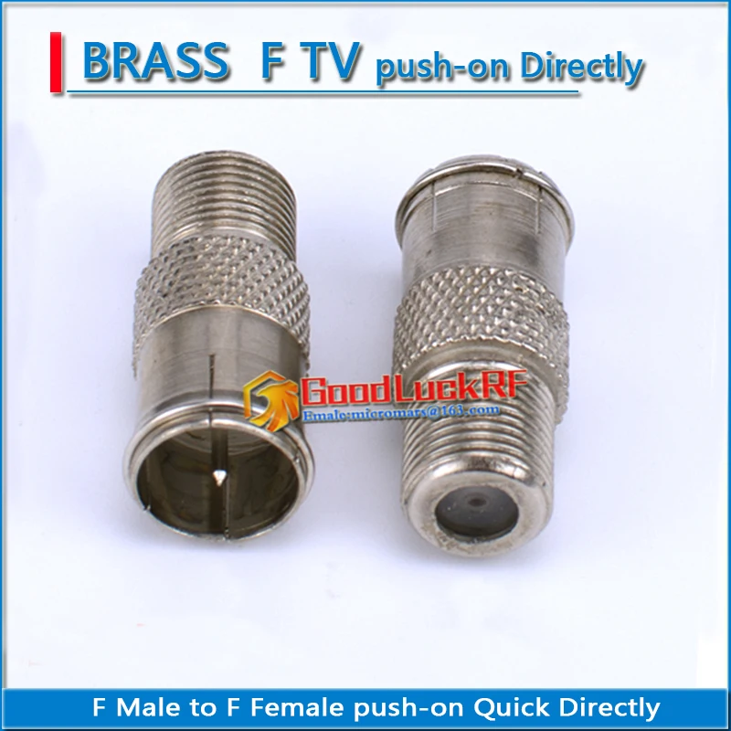 

1X Pcs F Male to F Female push-on Quick Directly plug Nickel Plated RF Video Coaxial Connector for TV-Tuner Antenna