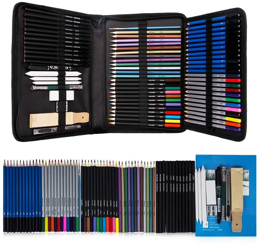 

71Pcs Drawing Sketch Pencils Charcoal/Graphite/Watercolor/Metallic/Colored Pencil for Sketch Painting Coloring Professional Set