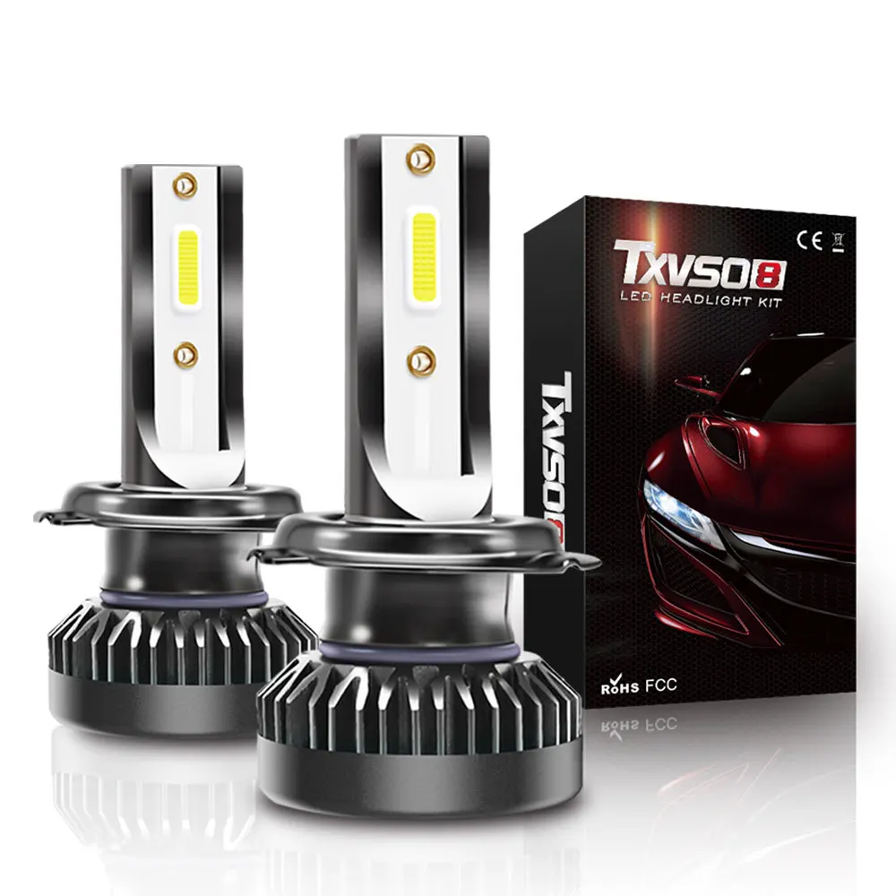 

TXVSO8 H7 H4 LED Headlight Bulb Luces Led Auto Headlamp 80W 12V Car Accessories 6000K Turbo Led Fog Lights 8000LM 360 Degree