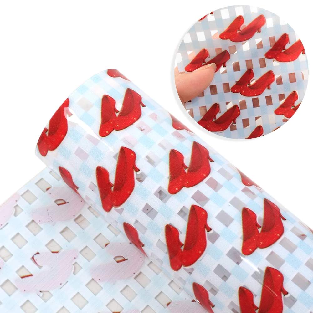 Прозрачная Синтетическая кожаная ткань с цветочным принтом в виде сердца 20x33 см