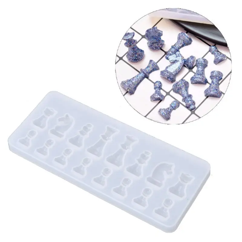 

69HB Resin Casting Molds Set by Garloy,2Pcs 3D Chess Clear Silicone Mold for Making