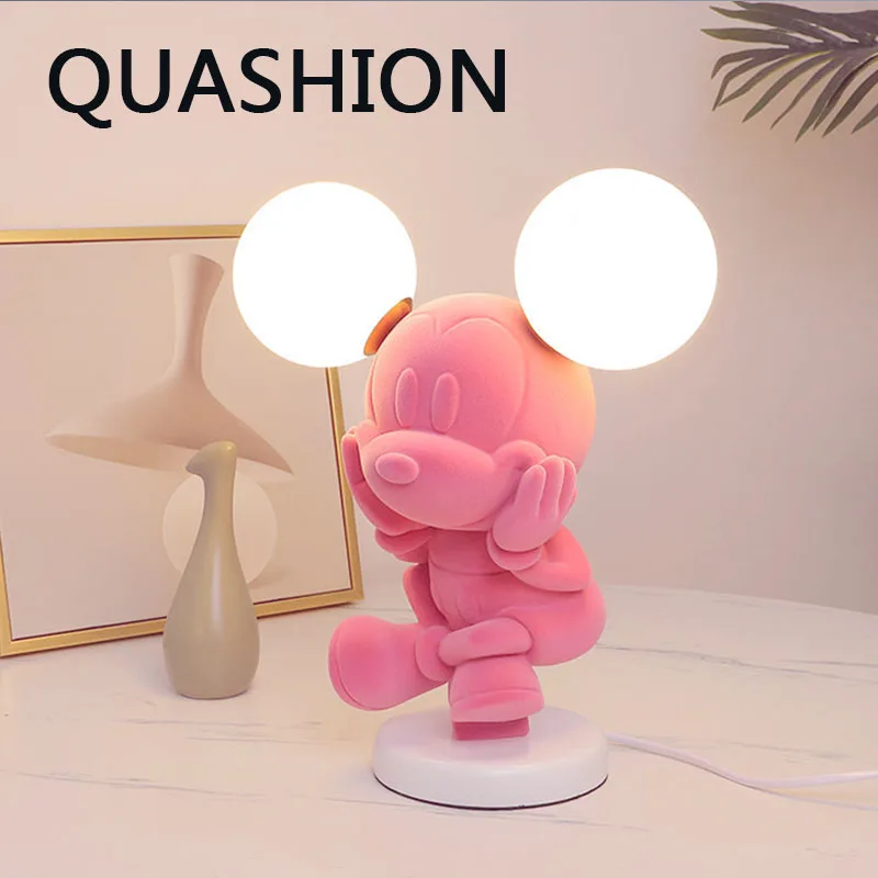 

LED Table Lamp Creative Mickey Children's Room Desk Lamps Cute Bedroom Bedside Resin Lightign Fashion Home Decors Night Lights