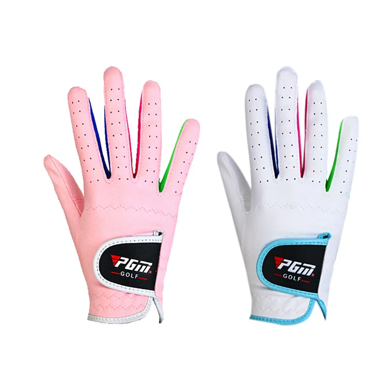 

PGM Boys Girls Outdoor Sport Cloth Golf Gloves Breathable Anti-slipping Gloves 1 Pair 2 Color White Pink for Child ST010