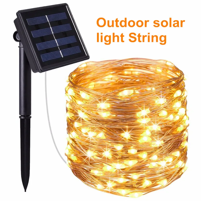 

New Year Solar Lamp LED Outdoor 7M/12M/32M/42M String Lights Fairy Waterproof For Holiday Christmas Party Garlands Garden Decor.
