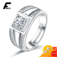 fashion 925 silver jewelry rings with cubic zirconia gemstone open finger rings accessories for men wedding promise party gifts