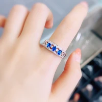 foydjew new 2 carat simulation sri lanka royal sapphire rings wedding engagement row ring color treasure open adjustable ring