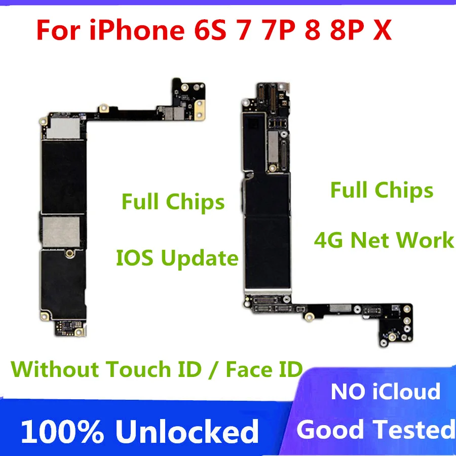 Для iPhone 6S оригинальная материнская плата для iphone 7 Plus 8 P логическая без Touch ID X
