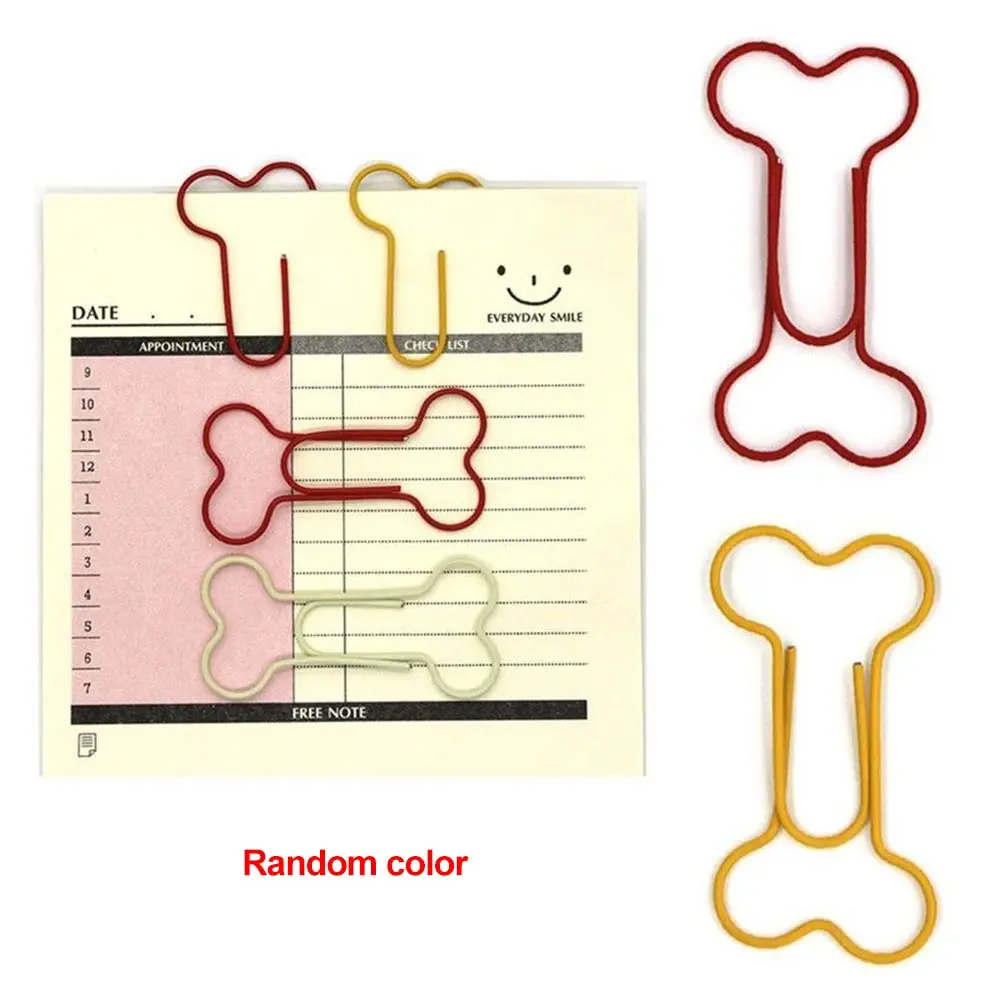 

Art Projects Colorful For Scrapbook Dog Bone Shape 24pcs/pack Bookmark Stationery Crafts Student Office Metal Useful Paper Clips