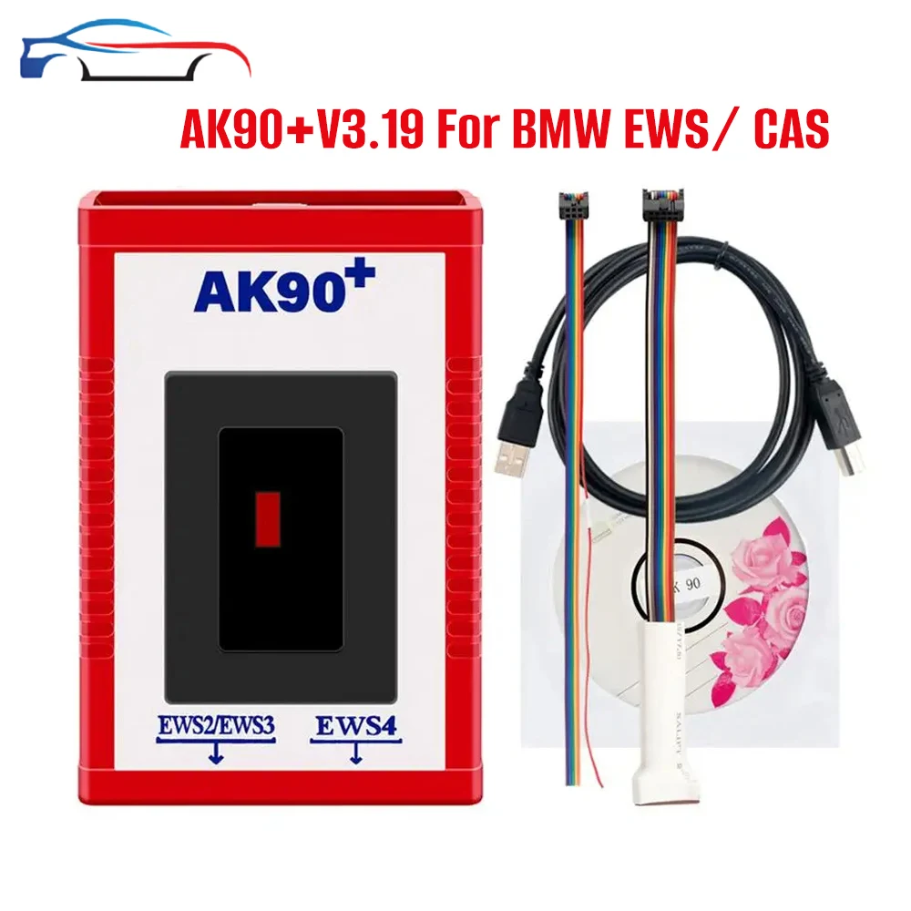 

Для BMW AK90 + AK90 автоматический программатор ключей OBD2 диагностические инструменты адаптер для BMW EWS2/3/4 устройство считывания кодов ключей инструмент программирования V3.19 Ver