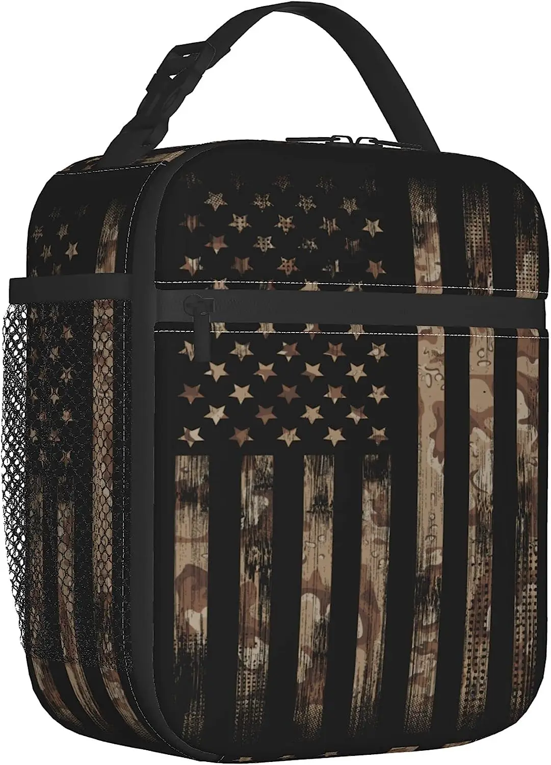

Камуфляжная сумка для ланча с американским флагом для школы, работы, пикника, многоразовый портативный изолированный охлаждающий Ланч-бокс для мужчин, женщин, детей
