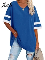 anbenser korean style womens t shirts casual oversized tees loose t shirts half sleeve crew neck color block cotton tunic tops