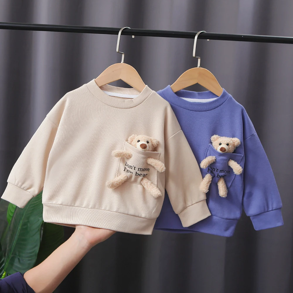 Melario New Autumn Toddler Baby Girls T-shirts Sweatshirts Boys Long Sleeve Tops Kids Sweatshirt Bear T Shirts Children Clothing
