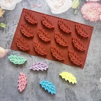 12 cavity leaves shaped silicone molds diy manual soap for mastic confectionery accessories chocolate cake decorating tools baki