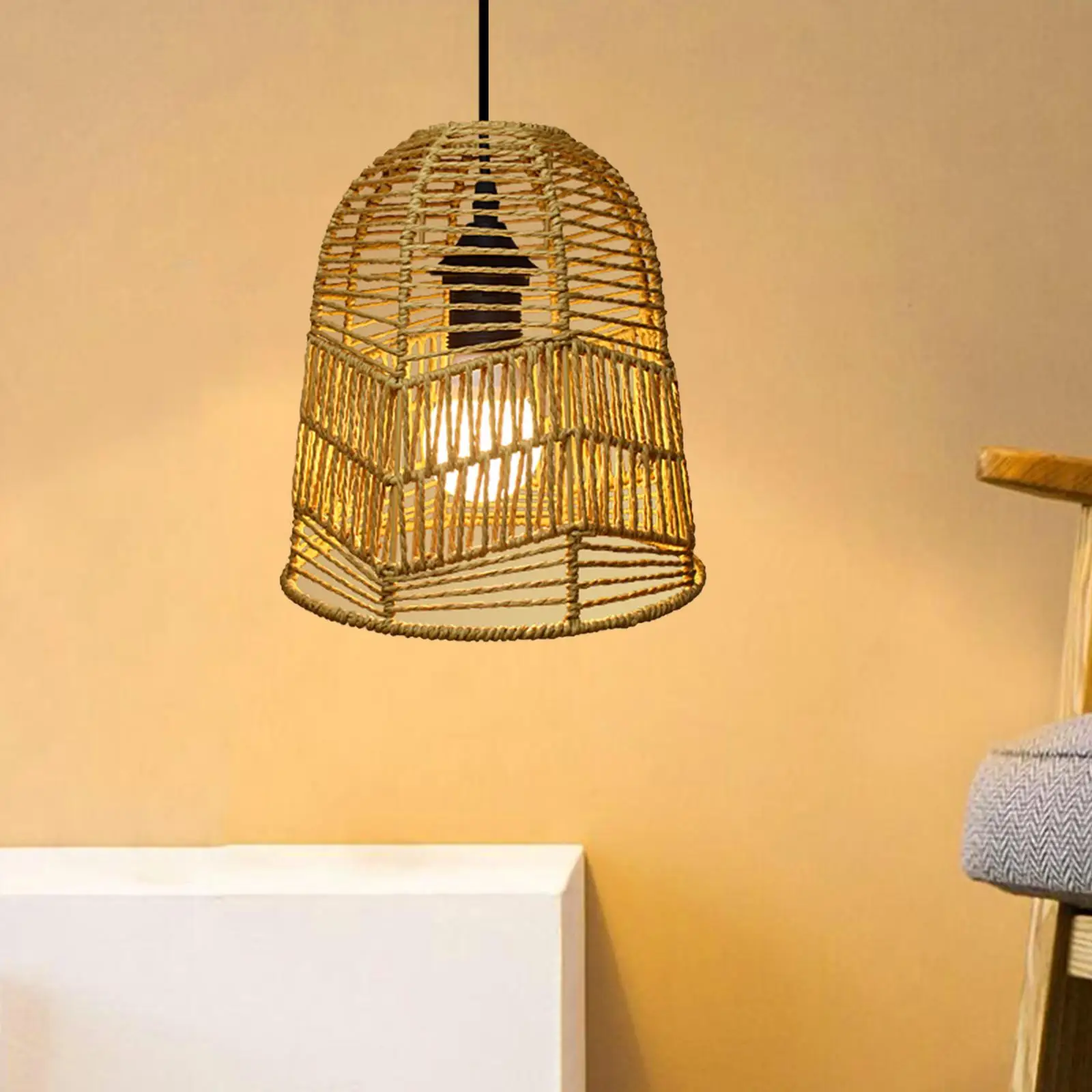 

Woven Pendant Lamp Shade Boho Pendant Light Fixture Shade Lantern Shade for Kitchen Island Hotel Home Living Room Teahouse