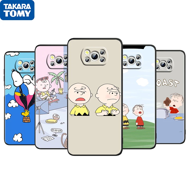 

Cartoon Anime Snoopy Cute For Xiaomi Poco M4 X3 F3 GT NFC M3 C3 M2 F2 F1 X2 Pro Mi Mix3 Black Phone Case Fundas Coque Capa Cover