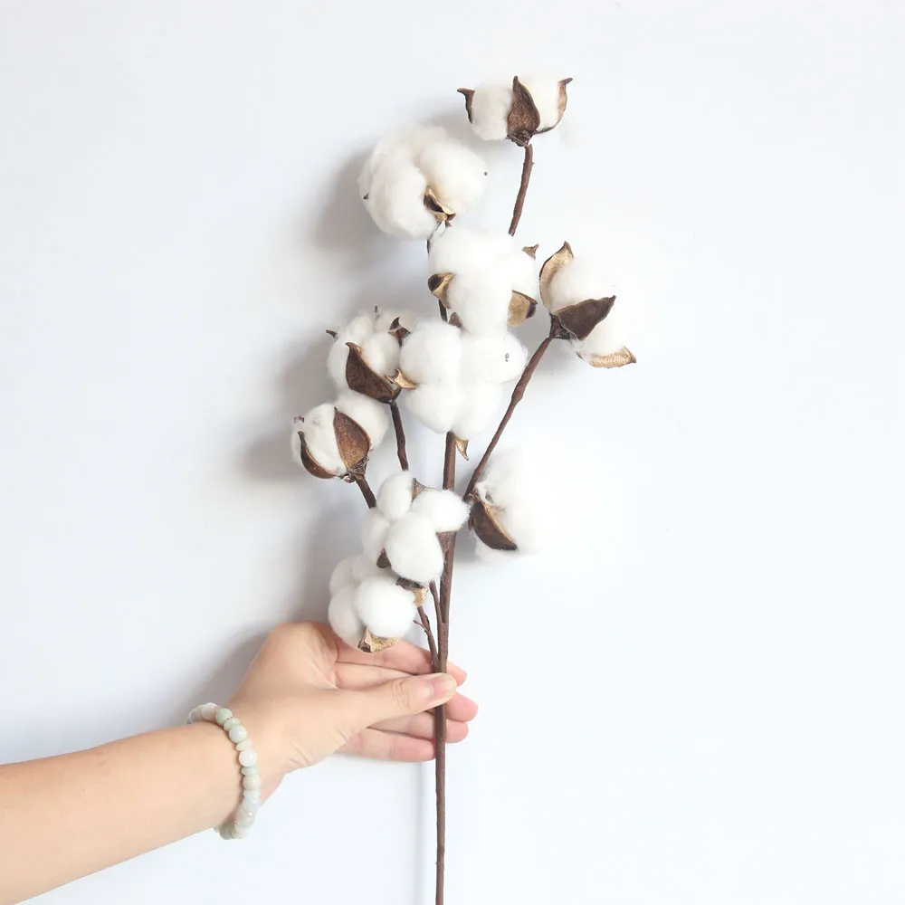 

Artificial Dried Cotton Flowers White Flower Branch For Wedding Party Decoration Fake Flower Home Flower Decor Eucalyptus Leaves