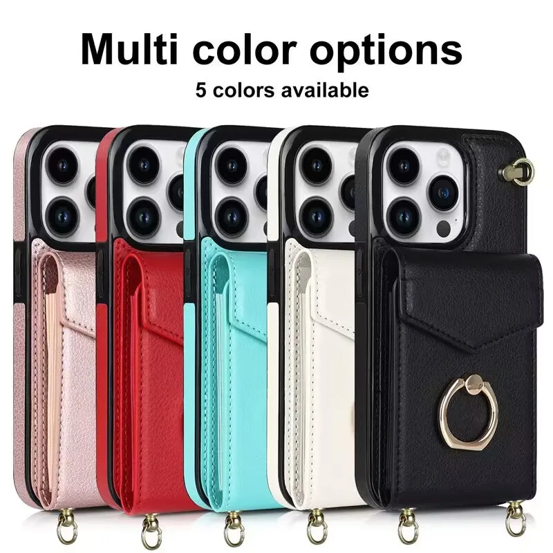 Suitable for iPhone 14promax phone case leather card pack 13promax finger ring bracket 12pro multi-function 11 diagonal span