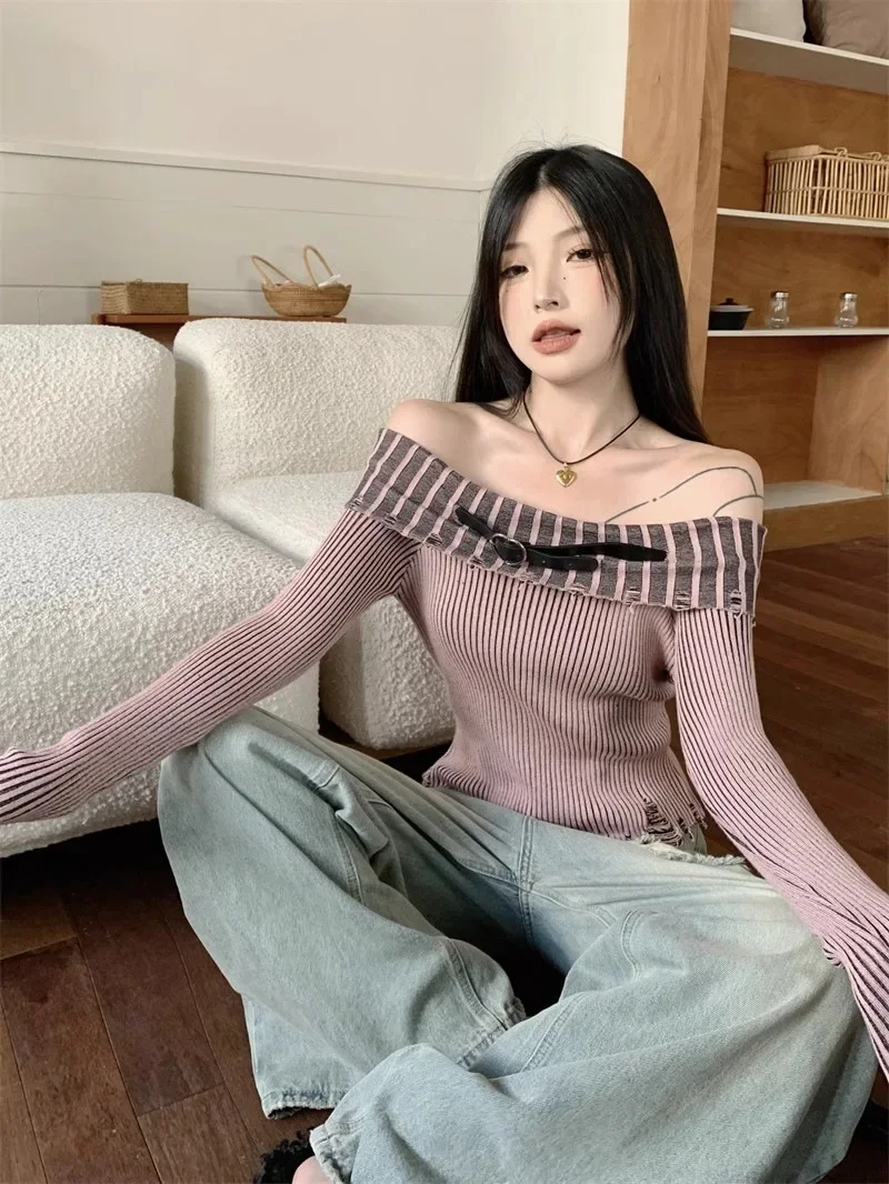 Y2k Пуловеры с длинными рукавами в стиле гранж-панк Харадзюку уличная одежда