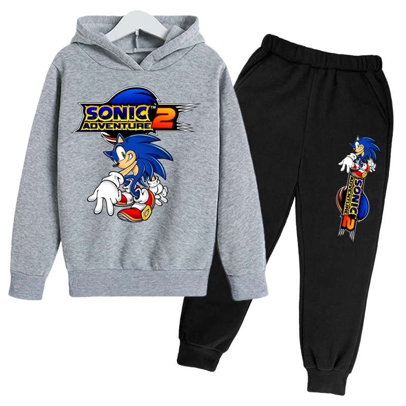 

Sonic Fall Winter Cotton Long Sleeve Hoodie + Pants Baby Toddler Boys and Girls Stylish Casual Sports Hoodie Children's Set