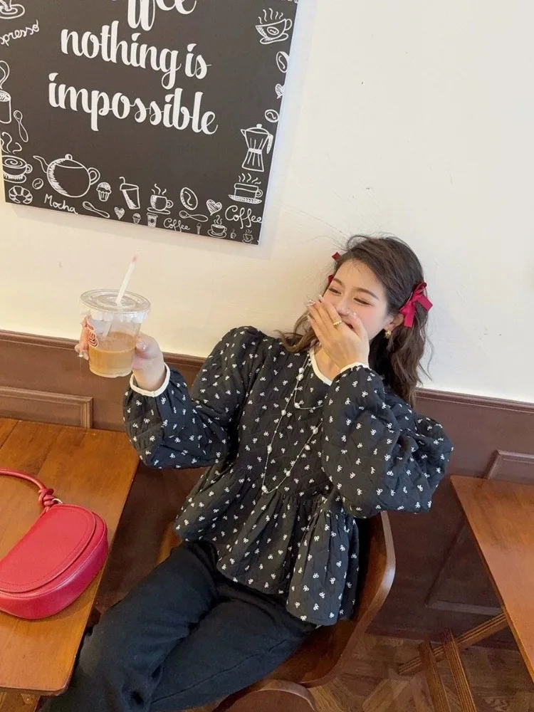 Kimutomo женские парки с милым бантом и круглым вырезом контрастного цвета свободные