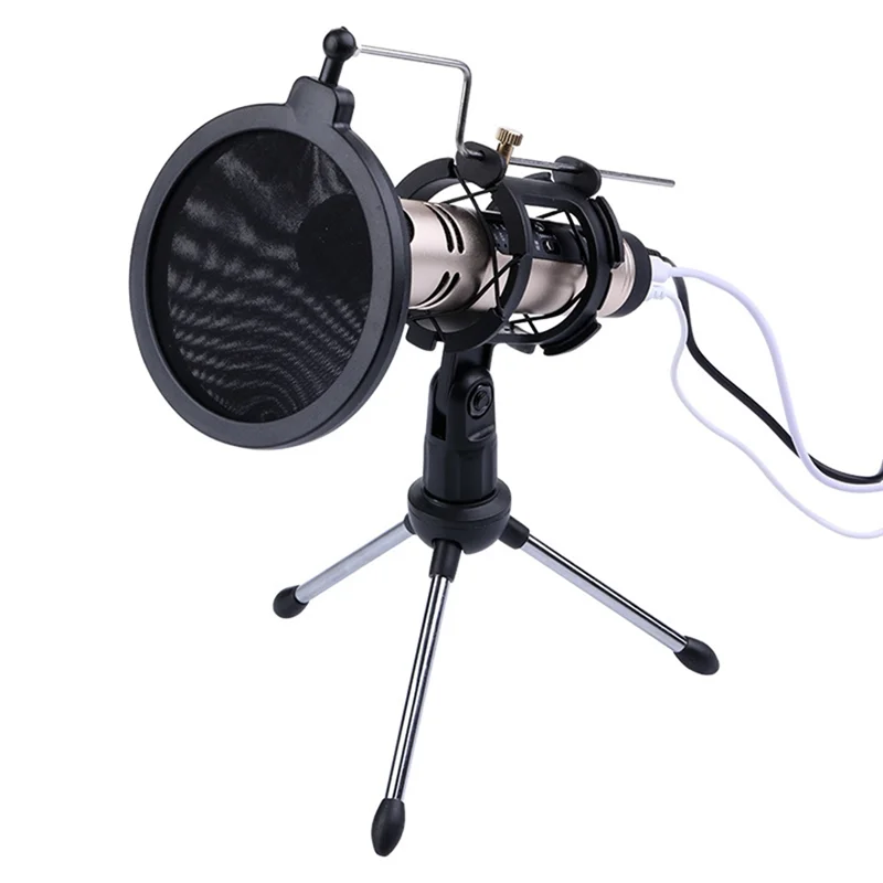 

Adjustable Microphone Stand Desktop Tripod for Computer Video Recording with Mic Windscreen Filter Cover