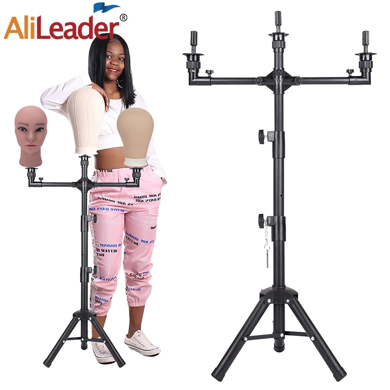 

Alileader Wig Stand Tripod Non-Slip Adjustable Wig Tripod For Hair Extensions Wig Cosmetology Hairdressing Training Styling