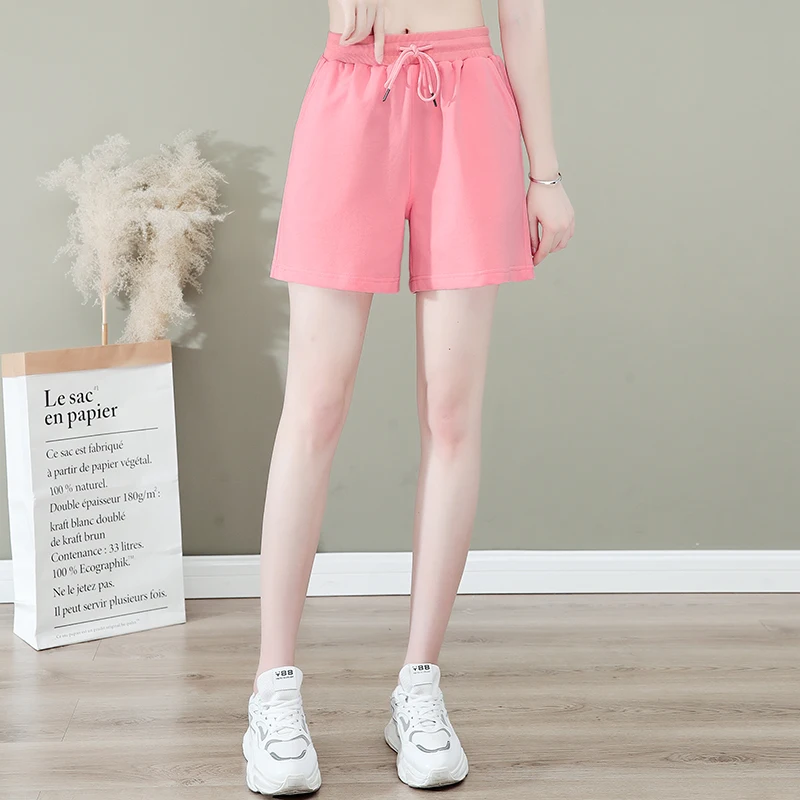 Fashion And Versatile Shorts Comfortable Elastic Waist Pure Cotton 5-Point Trousers Women'S Casual Summer Loose Beach Pants