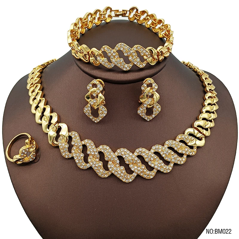 

Jewelry Sets For Women Necklace And Earring African Nigerican Bride Leaf Shape Gold Color Jewelry Beautiful Wedding Party Gift