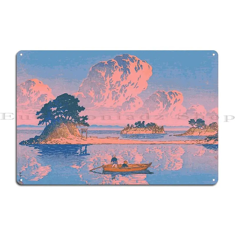 Фото Tsukumojima Shimabara Kawase Hasui японское искусство металлическая табличка для вечеринки, клуба, вечеринки, Настенный декор, дизайн гаража, жестяная вывеска, постер №2
