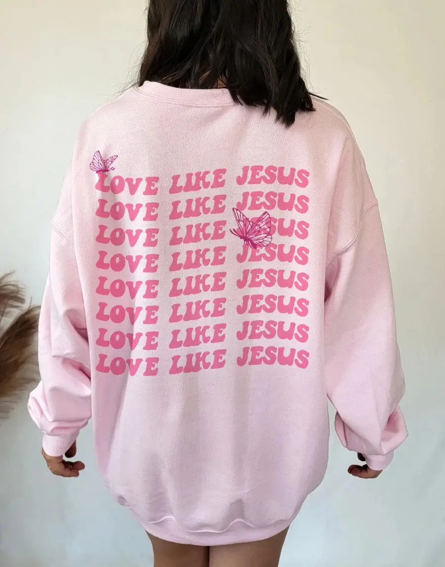 Женский хлопковый джемпер унисекс худи с рисунком любовь как Иисус 100% хлопок |