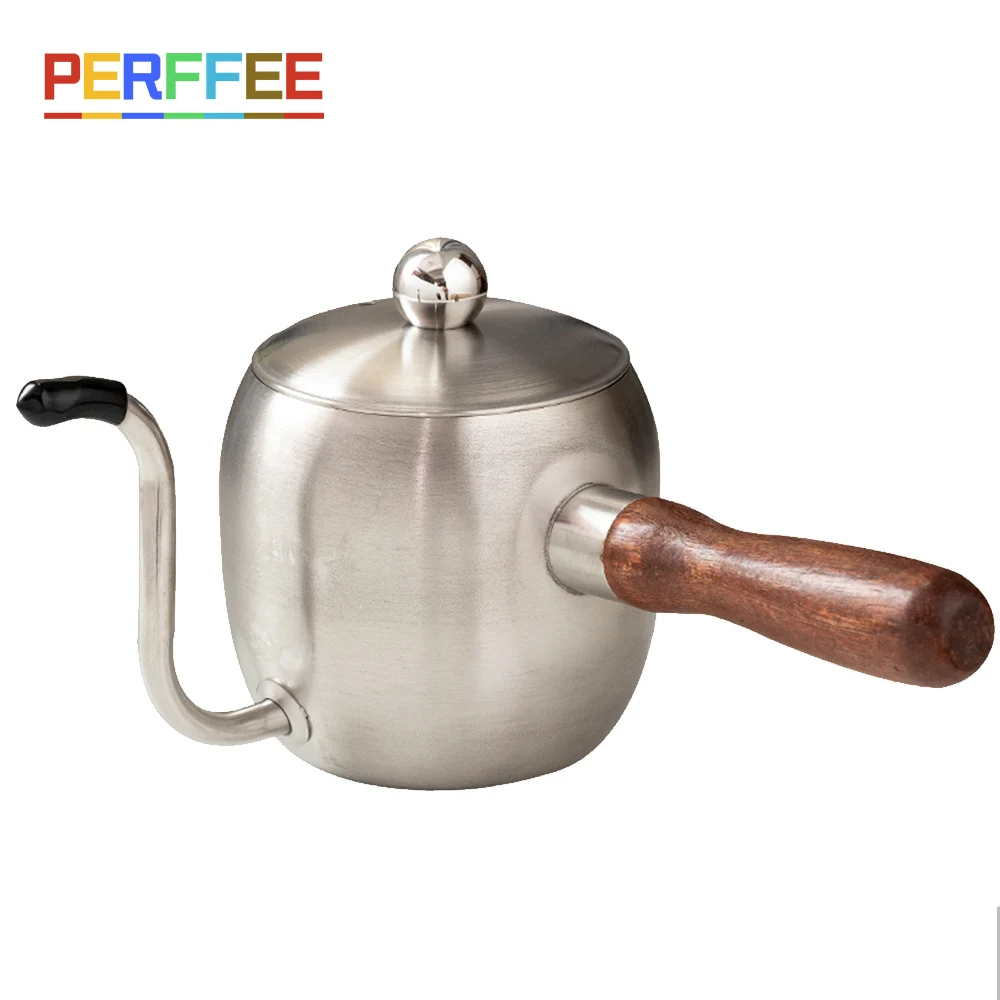 Drip Kettle Coffee Tea Pot  Stainless Steel Gooseneck Spout Pour Over Drip Coffee kettle with Wood Handle Coffee Teapot 500ml