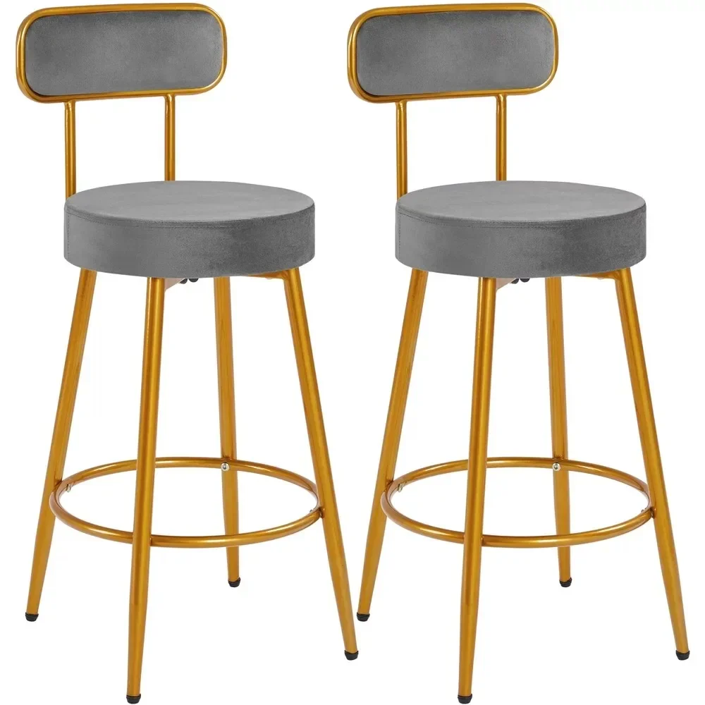 

Smile Mart Modern Low-Back Counter Height Velvet Bar Stools with Gold Legs, Dark Gray Counter Stool Bar, Stools for Kitchen