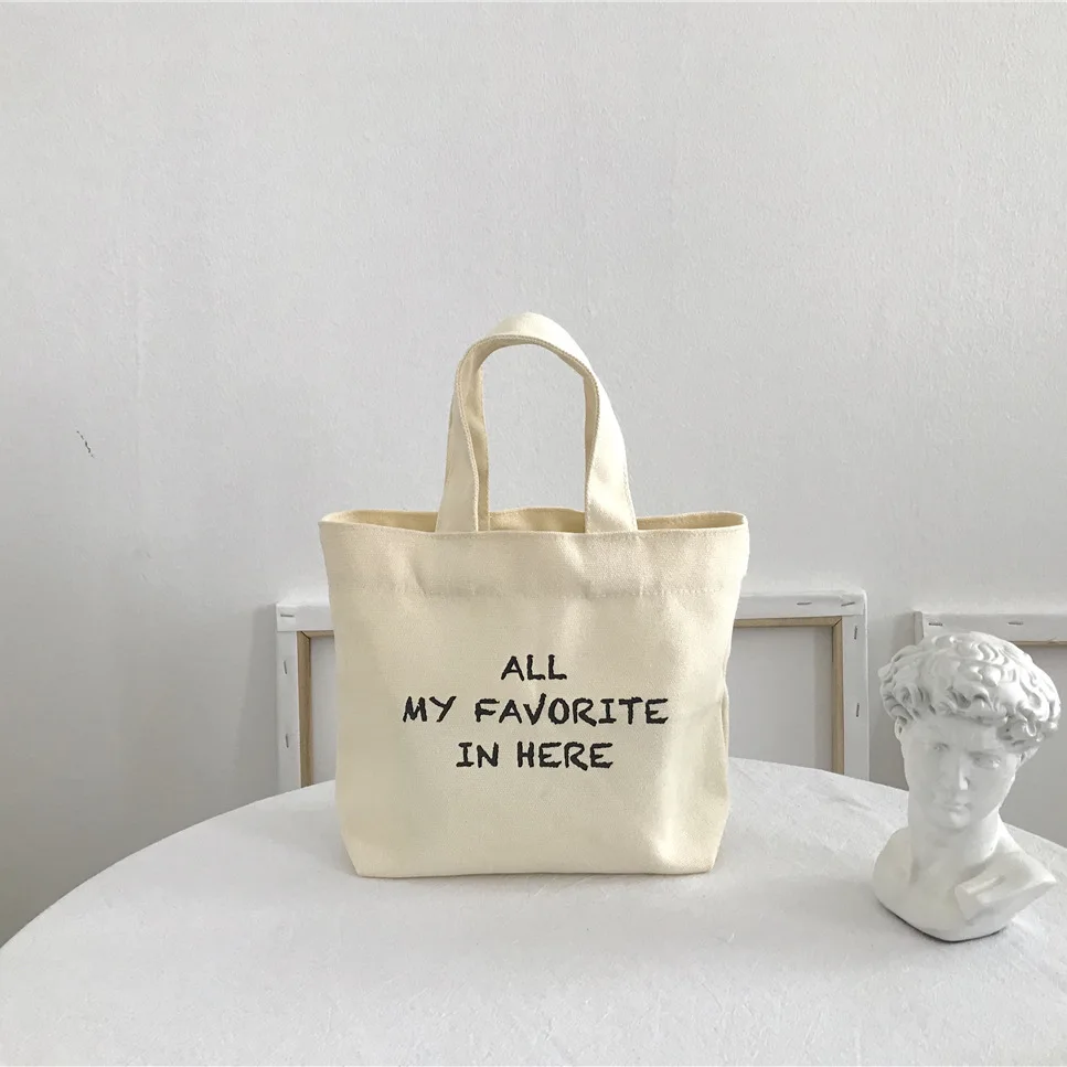 Handheld Canvas Bag Smiley Face Bag Small Tote Eco Shopping Bag Cheap Free Shipping  Bags for Women