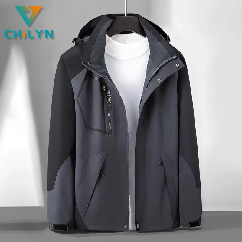 

CHILYN Men Outdoor Camping Sports Coats Hiking Jacket Women Breathable Waterproof Hoodie Windbreaker Adventure Suit Windproof