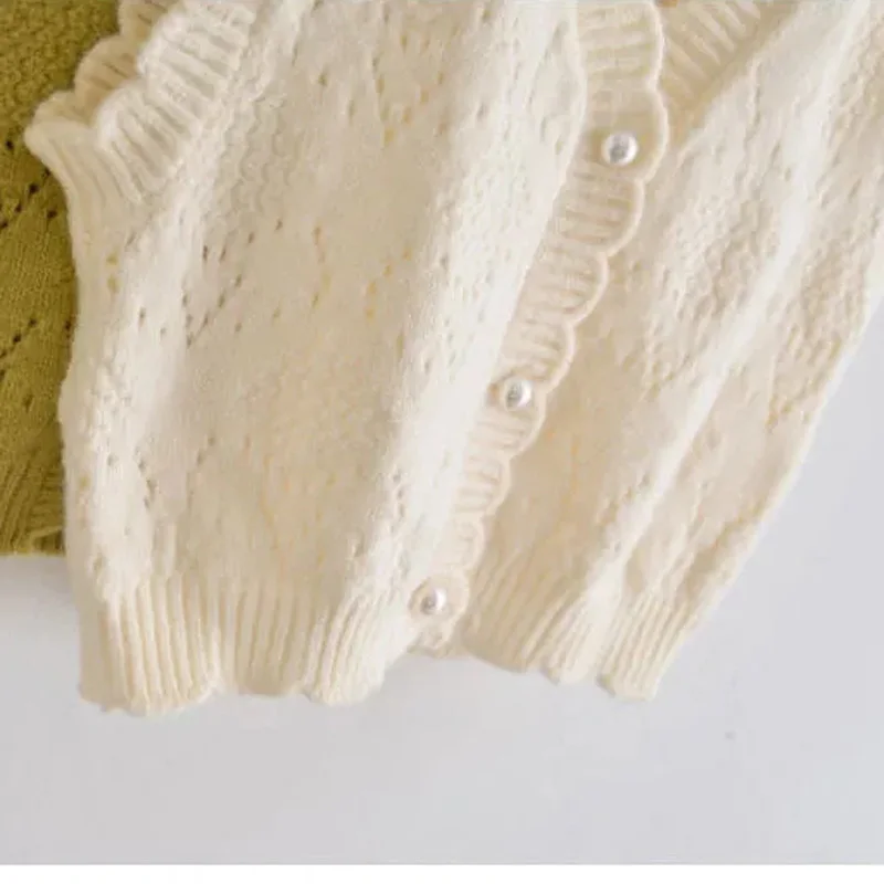 Детская верхняя одежда жилеты детская детские кардиганы вязаный кружевной жилет