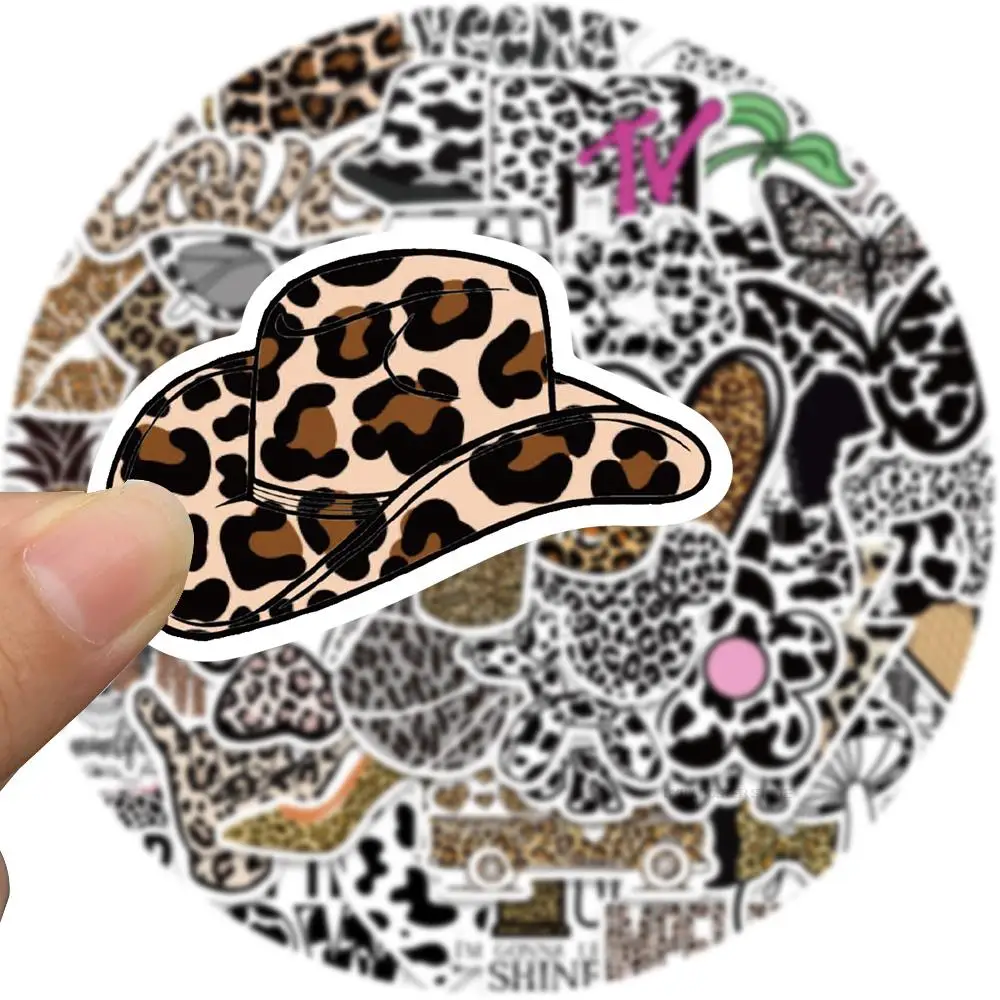 Наклейки черно-белые с леопардовым принтом 50 шт.