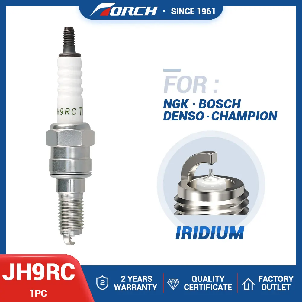 Фото 1 шт. иридиево-платиновые свечи зажигания TORCH JH9RC, замена для 5869/ER9EH 6868/ER9EHIX, совместимы с VOGE RR660S ZONGSHEN ZS194MQ №1